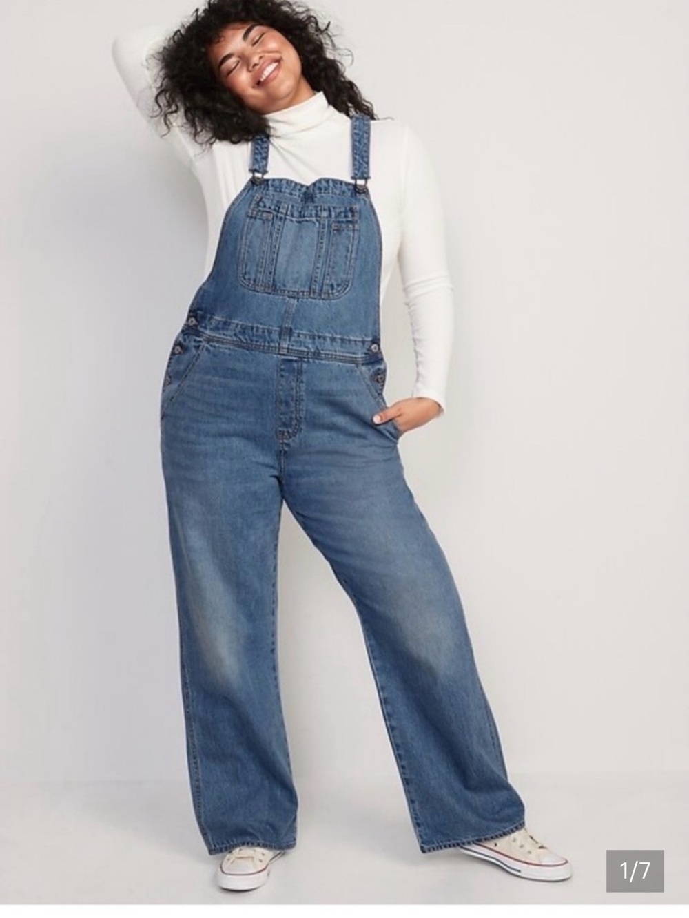 Old Navy Baggy Wide-Leg Non-Stretch Jean Overalls Size 14